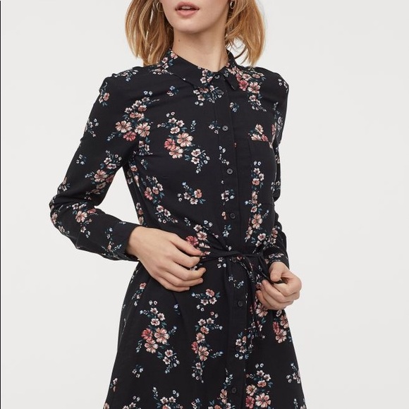 h&m floral shirt dress